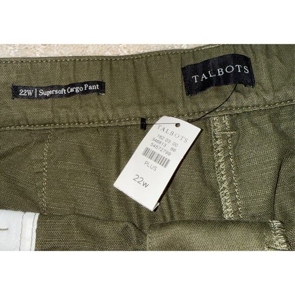 Talbots Supersoft Cargo Pants High Waist Crop Straight Leg Green Size 22W NWT - Picture 7 of 7
